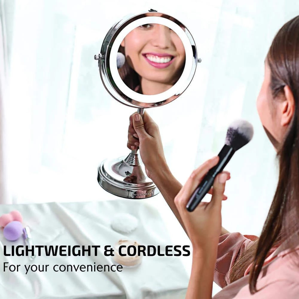 OVENTE 5.3 in. x 12.8 in. Tabletop Makeup Mirror in Polished Chrome 11 OVENTE 5.3 in. x 12.8 in. Tabletop Makeup Mirror in Polished Chrome - Image 9