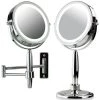 OVENTE 3.2 in. x 12 in. Lighted Magnifying Wall Makeup Mirror in Polished Chrome -Makeup Mirrors Sales Store polished chrome ovente makeup mirrors mfm70ch 64 1000