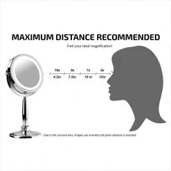 OVENTE 3.2 in. x 12 in. Lighted Magnifying Wall Makeup Mirror in Polished Chrome -Makeup Mirrors Sales Store polished chrome ovente makeup mirrors mfm70ch 77 1000