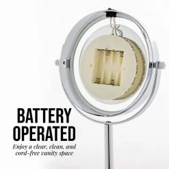 OVENTE 4.7 in. x 11.8 in. Lighted Magnifying Tabletop Makeup Mirror in Polished Chrome -Makeup Mirrors Sales Store polished chrome ovente makeup mirrors mlt60ch1x7x 1f 1000