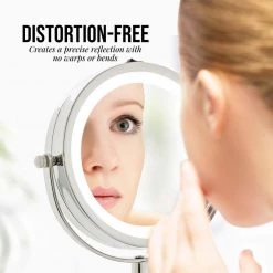 OVENTE 4.7 in. x 11.8 in. Lighted Magnifying Tabletop Makeup Mirror in Polished Chrome -Makeup Mirrors Sales Store polished chrome ovente makeup mirrors mlt60ch1x7x 44 1000