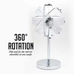 OVENTE 4.7 in. x 11.8 in. Lighted Magnifying Tabletop Makeup Mirror in Polished Chrome -Makeup Mirrors Sales Store polished chrome ovente makeup mirrors mlt60ch1x7x c3 1000