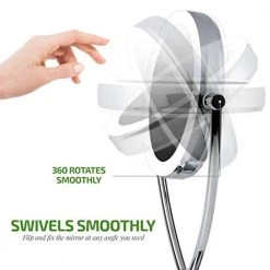 OVENTE 5.3 in. x 14 in. Lighted Magnifying Tabletop Makeup Mirror in Polished Chrome -Makeup Mirrors Sales Store polished chrome ovente makeup mirrors mlt75ch 4f 1000