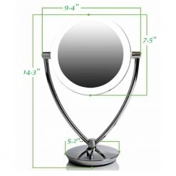 OVENTE 5.3 in. x 14 in. Lighted Magnifying Tabletop Makeup Mirror in Polished Chrome -Makeup Mirrors Sales Store polished chrome ovente makeup mirrors mlt75ch 76 1000