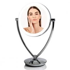 OVENTE 3.5 in. x 13.4 in. Tabletop Makeup Mirror in Polished Chrome