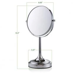 OVENTE Small Round Tabletop Polished Chrome Makeup Mirror (13.3 in. H x 5.3 in. W), 1x-7x Magnification -Makeup Mirrors Sales Store polished chrome ovente makeup mirrors mnlct70ch1x7x fa 1000