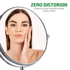 OVENTE 4.84 in. x 15 in. Tabletop Makeup Mirror in Polished Chrome -Makeup Mirrors Sales Store polished chrome ovente makeup mirrors mnlmt80ch1x7x 1f 1000