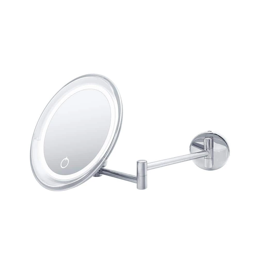 WS Bath Collections Beauty 7.8 in. W x 7.8 in. H Small Round Lighted Magnifying Bathroom Makeup Mirror in Polished Chrome 3 WS Bath Collections Beauty 7.8 in. W x 7.8 in. H Small Round Lighted Magnifying Bathroom Makeup Mirror in Polished Chrome