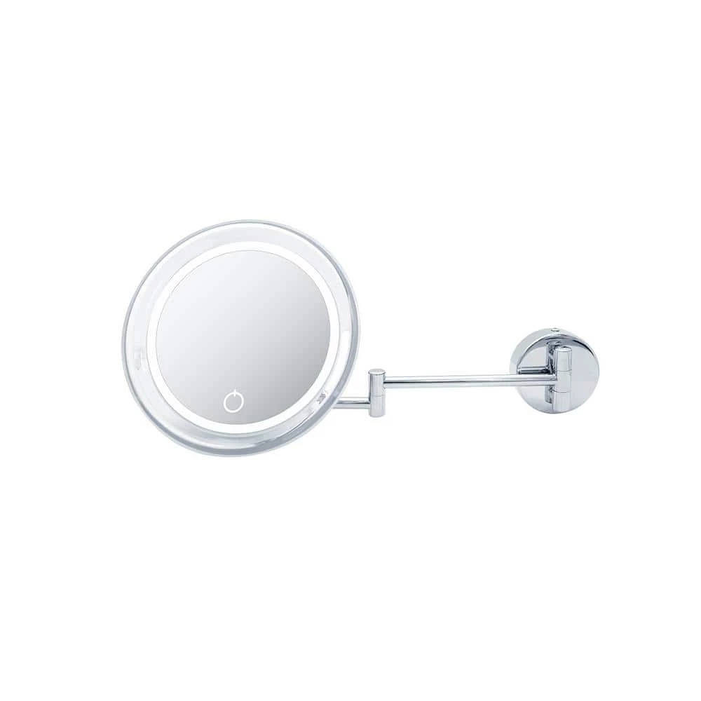 WS Bath Collections Beauty 7.8 in. W x 7.8 in. H Small Round Lighted Magnifying Bathroom Makeup Mirror in Polished Chrome 4 WS Bath Collections Beauty 7.8 in. W x 7.8 in. H Small Round Lighted Magnifying Bathroom Makeup Mirror in Polished Chrome - Image 2