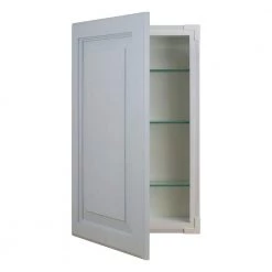WG Wood Products 15.5 in. W x 31.5 in. H x 3.5 in. D Cutlass Raised Panel Gray Recessed Solid Wood Medicine Cabinet without Mirror -Makeup Mirrors Sales Store primed gray wg wood products medicine cabinets without mirrors cut 230 primed c3 1000