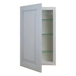 WG Wood Products 15.5 in. W x 35.5 in. H x 3.5 in. D Cutlass Raised Panel Gray Recessed Solid Wood Medicine Cabinet without Mirror -Makeup Mirrors Sales Store primed gray wg wood products medicine cabinets without mirrors cut 234 primed c3 1000