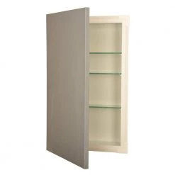 WG Wood Products Davis Slab Panel Frameless 15.5 in. W x 23.5 in. H Primed Gray Recessed Medicine Cabinet without Mirror with LED Light
