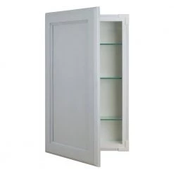WG Wood Products 15.5 in. W x 29.5 in. H 3.5 in. D Dogwood Inset Panel Primed Gray Recessed Medicine Cabinet without Mirror -Makeup Mirrors Sales Store primed gray wg wood products medicine cabinets without mirrors dog 228 primed c3 1000