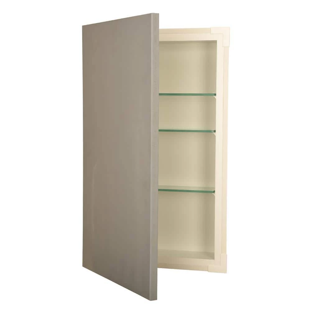 WG Wood Products 15.5 in. W x 19.5 in. H 3.5 in. D Greystone Slab Panel Primed Gray Recessed Medicine Cabinet without Mirror 3 WG Wood Products 15.5 in. W x 19.5 in. H 3.5 in. D Greystone Slab Panel Primed Gray Recessed Medicine Cabinet without Mirror