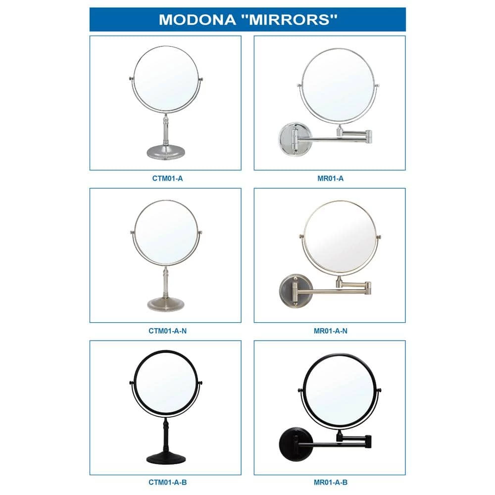 MODONA 8 in. Two-Sided 1X and 3X Brass Magnifying Wall-Mounted Makeup Mirror in Rubbed Bronze 6 MODONA 8 in. Two-Sided 1X and 3X Brass Magnifying Wall-Mounted Makeup Mirror in Rubbed Bronze - Image 4