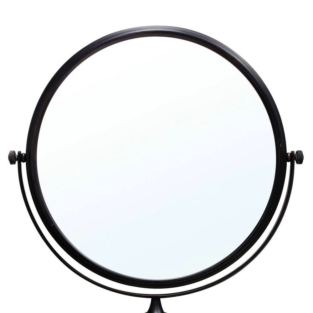 MODONA 8 in. Two-Sided 1X and 3X Brass Magnifying Wall-Mounted Makeup Mirror in Rubbed Bronze 5 MODONA 8 in. Two-Sided 1X and 3X Brass Magnifying Wall-Mounted Makeup Mirror in Rubbed Bronze - Image 3