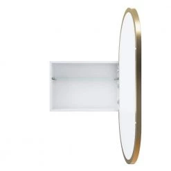 Glass Warehouse Nia 22 in. W x 38 in. H x 5 in. D Satin Brass Recessed Medicine Cabinet with Mirror -Makeup Mirrors Sales Store satin brass glass warehouse medicine cabinets with mirrors sc1 pl 22x38 sb 4f 1000