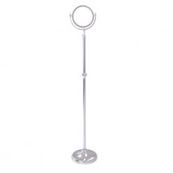 Allied Brass Adjustable Height Floor Standing Makeup Mirror 8 in. Diameter with 2X Magnification in Satin Chrome