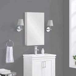 WELLFOR 12 in. W x 24 in. H Satin Aluminum Recessed/Surface Mount Bathroom Medicine Cabinet with Mirror, 3 Glass shelves -Makeup Mirrors Sales Store satin medicine cabinets with mirrors dk mca1224 sa 1f 1000