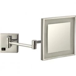 Nameeks Glimmer 8 in. x 8 in. Wall Mounted LED 5x Rectangle Makeup Mirror in Satin Nickel Finish