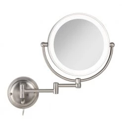 Surround Light Glamour 18 in. H x 14 in. W Fluorescent Wall Mount Bi-View 5X/1X Magnification Beauty Makeup Mirror in Satin Nickel -Makeup Mirrors Sales Store satin nickel surround light makeup mirrors glaw45 1f 1000