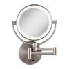 Zadro 12 in. L x 9 in. W LED Lighted Round Wall Mount Bi-View 5X/1X Magnification Plugin Beauty Makeup Mirror in Satin Nickel -Makeup Mirrors Sales Store satin nickel zadro makeup mirrors ledmw45 64 1000