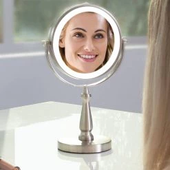 Zadro 7.75 in. x 12.5 in LED Freestanding Bi-View 8X/1X Magnification Cordless Vanity Beauty Makeup Mirror in Satin Nickel 13 Zadro 7.75 in. x 12.5 in LED Freestanding Bi-View 8X/1X Magnification Cordless Vanity Beauty Makeup Mirror in Satin Nickel -Makeup Mirrors Sales Store satin nickel zadro makeup mirrors lvan48 44 1000