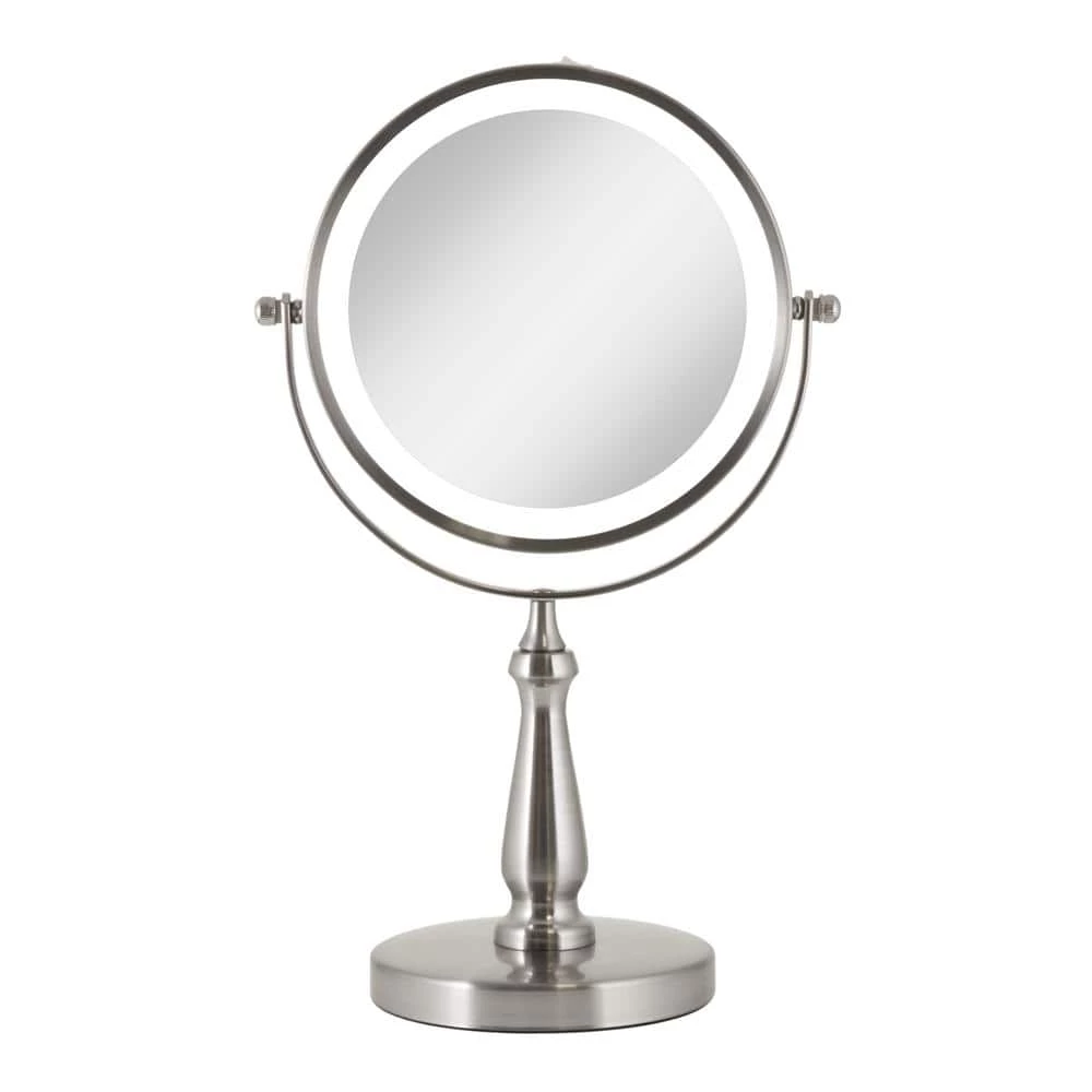 Zadro 7.75 in. x 12.5 in LED Freestanding Bi-View 8X/1X Magnification Cordless Vanity Beauty Makeup Mirror in Satin Nickel 3 Zadro 7.75 in. x 12.5 in LED Freestanding Bi-View 8X/1X Magnification Cordless Vanity Beauty Makeup Mirror in Satin Nickel