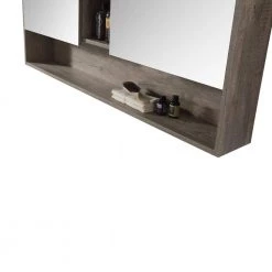 FINE FIXTURES Shawbridge 45.28 in. W x 29.53 in. H Large Rectangular Gray Wooden Surface Mount Medicine Cabinet with Mirror -Makeup Mirrors Sales Store shadow gray fine fixtures medicine cabinets with mirrors shmc48gr 1f 1000