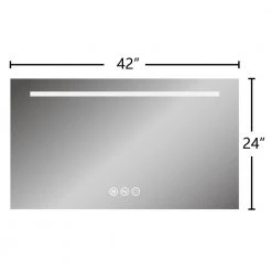 Boyel Living 42 in. x 24 in. Lighted Wall Makeup Mirror in Silver -Makeup Mirrors Sales Store silver boyel living makeup mirrors kfm14224sf2 40 1000