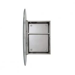 Croydex Tay 18 in. W x 26 in. H Single Door Oval Silver Stainless Steel Surface Mount Bathroom Medicine Cabinet with Mirror -Makeup Mirrors Sales Store silver croydex medicine cabinets with mirrors wc870105yw 4f 1000