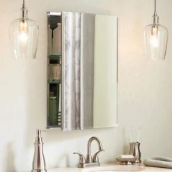 FHL FINE HOME LIVING 16in x 20in Surface Mount Medicine Cabinet with Mirror -Makeup Mirrors Sales Store silver fhl fine home living medicine cabinets with mirrors sp4970 4f 1000