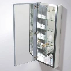 Fresca 15 in. W x 36 in. H x 5 in. D Frameless Recessed or Surface-Mounted Bathroom Medicine Cabinet -Makeup Mirrors Sales Store silver fresca medicine cabinets with mirrors fmc8016 1f 1000