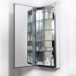 Fresca 15 in. W x 36 in. H x 5 in. D Frameless Recessed or Surface-Mounted Bathroom Medicine Cabinet -Makeup Mirrors Sales Store silver fresca medicine cabinets with mirrors fmc8016 44 1000