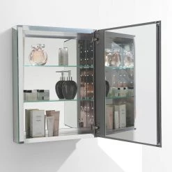 Fresca 20 in. W x 26 in. H x 5 in. D Framed Recessed or Surface-Mount Bathroom Medicine Cabinet -Makeup Mirrors Sales Store silver fresca medicine cabinets with mirrors fmc8058 1f 1000
