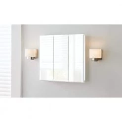Glacier Bay 24-3/8 in. W x 25-1/4 in. H Frameless Surface-Mount Tri-View Bathroom Medicine Cabinet with Mirror -Makeup Mirrors Sales Store silver glacier bay medicine cabinets with mirrors 45403 31 1000