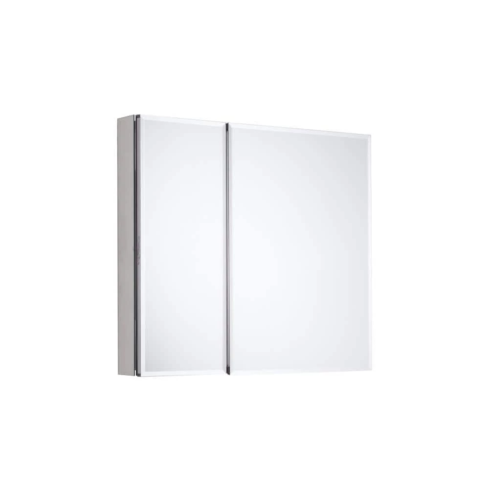 Glacier Bay 30 in. W x 26 in. H Frameless Recessed or Surface-Mount Bi-View Bathroom Medicine Cabinet with Beveled Mirror in Silver 6 Glacier Bay 30 in. W x 26 in. H Frameless Recessed or Surface-Mount Bi-View Bathroom Medicine Cabinet with Beveled Mirror in Silver - Image 4