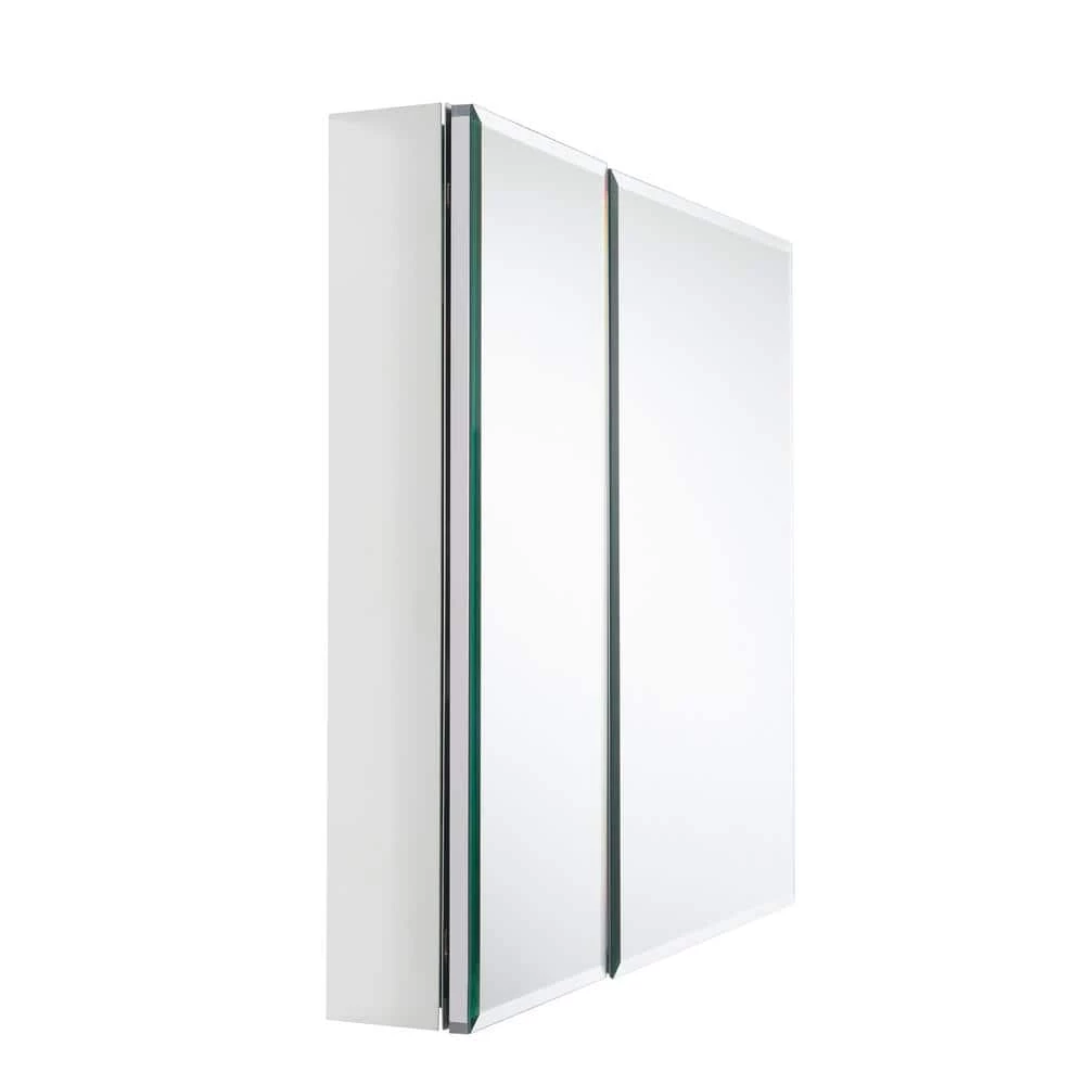 Glacier Bay 30 in. W x 26 in. H Frameless Recessed or Surface-Mount Bi-View Bathroom Medicine Cabinet with Beveled Mirror in Silver 5 Glacier Bay 30 in. W x 26 in. H Frameless Recessed or Surface-Mount Bi-View Bathroom Medicine Cabinet with Beveled Mirror in Silver - Image 3
