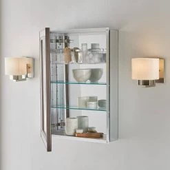 Home Decorators Collection 20.12 in. W x 26.06 in. H Fog Free Silver Framed Recessed/Surface Mount Bathroom Medicine Cabinet with Mirror -Makeup Mirrors Sales Store silver home decorators collection medicine cabinets with mirrors 45418 1f 1000