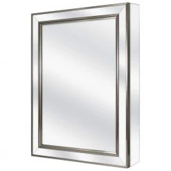 Home Decorators Collection 20.12 in. W x 26.06 in. H Fog Free Silver Framed Recessed/Surface Mount Bathroom Medicine Cabinet with Mirror -Makeup Mirrors Sales Store silver home decorators collection medicine cabinets with mirrors 45418 4f 1000 1
