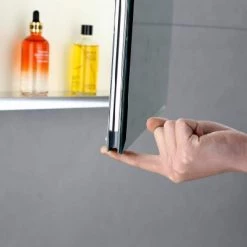 Unbranded 36 in. W x 26 in. H Silver Rectangle Aluminum Recessed or Surface Mount Medicine Cabinet, Medicine Cabinet with Mirror -Makeup Mirrors Sales Store silver medicine cabinets with mirrors 2022 8 25 8 44 1000