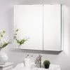 Unbranded 28 in. W x 25 in. H Silver Frameless Recessed or Surface Mount Bi-View Bathroom Medicine Cabinet with Mirror -Makeup Mirrors Sales Store silver medicine cabinets with mirrors asm0jo220620003 64 1000