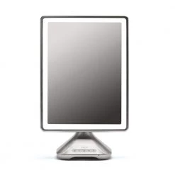 IHome 10.24 in. x 16.35 in. Lighted Magnifying Bluetooth Handheld Makeup Mirror in Silver Nickel