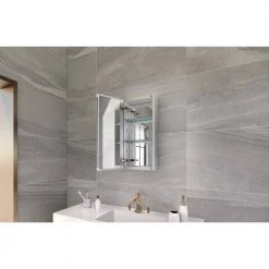 Niveal 12 in. W x 24 in. H Rectangular Silver Aluminum Recessed/Surface Mount Medicine Cabinet with Mirror -Makeup Mirrors Sales Store silver niveal medicine cabinets with mirrors lumca 1224sv 1f 1000