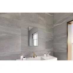 Niveal 12 in. W x 24 in. H Rectangular Silver Aluminum Recessed/Surface Mount Medicine Cabinet with Mirror -Makeup Mirrors Sales Store silver niveal medicine cabinets with mirrors lumca 1224sv 4f 1000