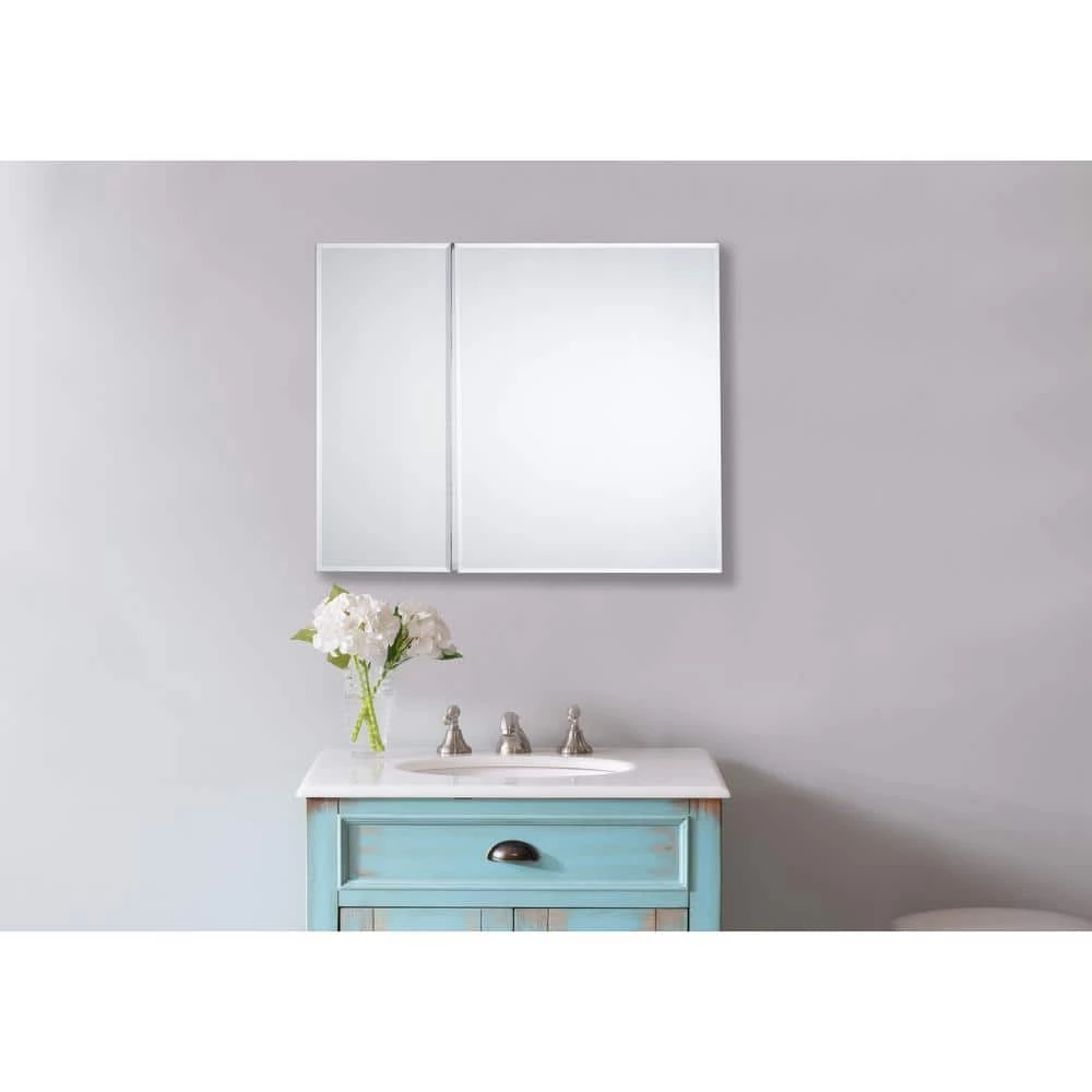 Pegasus 30 in. x 30 in. Frameless Recessed or Surface-Mount Bi-View Bathroom Medicine Cabinet with Beveled Mirror 8 Pegasus 30 in. x 30 in. Frameless Recessed or Surface-Mount Bi-View Bathroom Medicine Cabinet with Beveled Mirror - Image 6