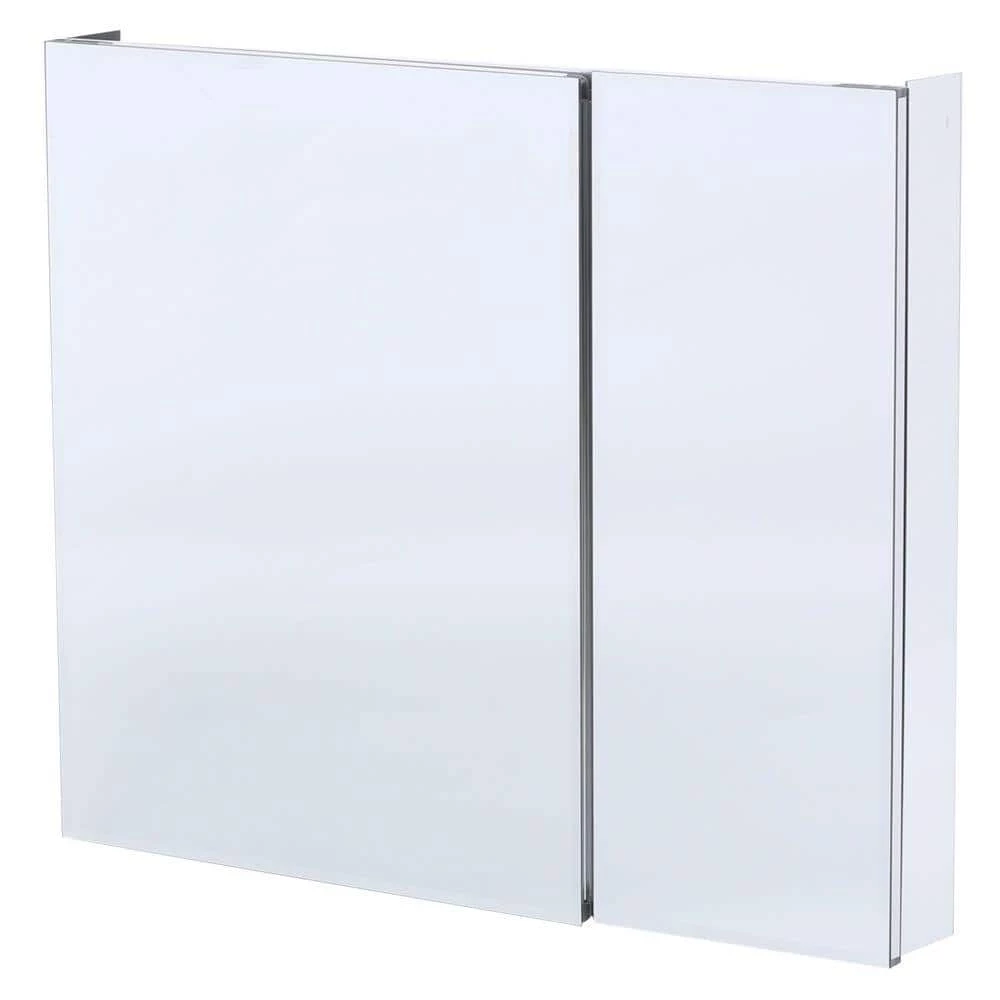 Pegasus 36 in. W x 30 in. H Frameless Recessed or Surface-Mount Bi-View Bathroom Medicine Cabinet with Beveled Mirror 3 Pegasus 36 in. W x 30 in. H Frameless Recessed or Surface-Mount Bi-View Bathroom Medicine Cabinet with Beveled Mirror