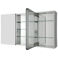 Pegasus 48 in. W x 26 in. H Frameless Recessed or Surface-Mount Tri-View Bathroom Medicine Cabinet with Beveled Mirror -Makeup Mirrors Sales Store silver pegasus medicine cabinets with mirrors sp4588 c3 1000