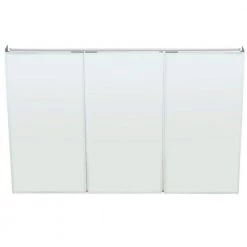 Makeup Mirrors Sales Store 8 Pegasus 48 in. W x 31 in. H Frameless Recessed or Surface-Mount Tri-View Bathroom Medicine Cabinet with Beveled Mirror