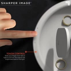 Sharper Image 8 in. x 8 in. Round Table Top Bathroom LED Mirror with Wireless Charger -Makeup Mirrors Sales Store silver sharper image makeup mirrors 1014289 1d 1000
